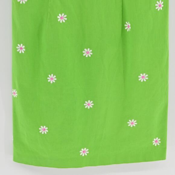 Vtg SAG HARBOR Green Embroidered Dress Size 10P Daisy Cotton Vibrant Bright Boho - Picture 10 of 13